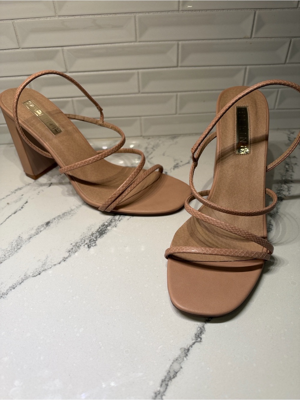 Billini Nude Strappy Block Heel Sandals NWOT